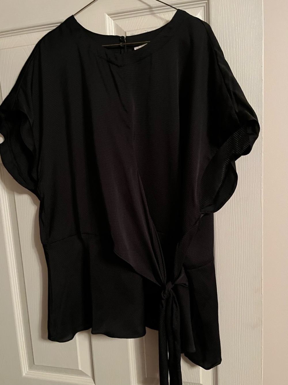 Michael Kors Black Short-Sleeve Tie-Front Blouse